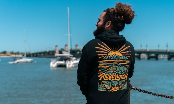 Wave Sunrise Zip Hoodie (Black)