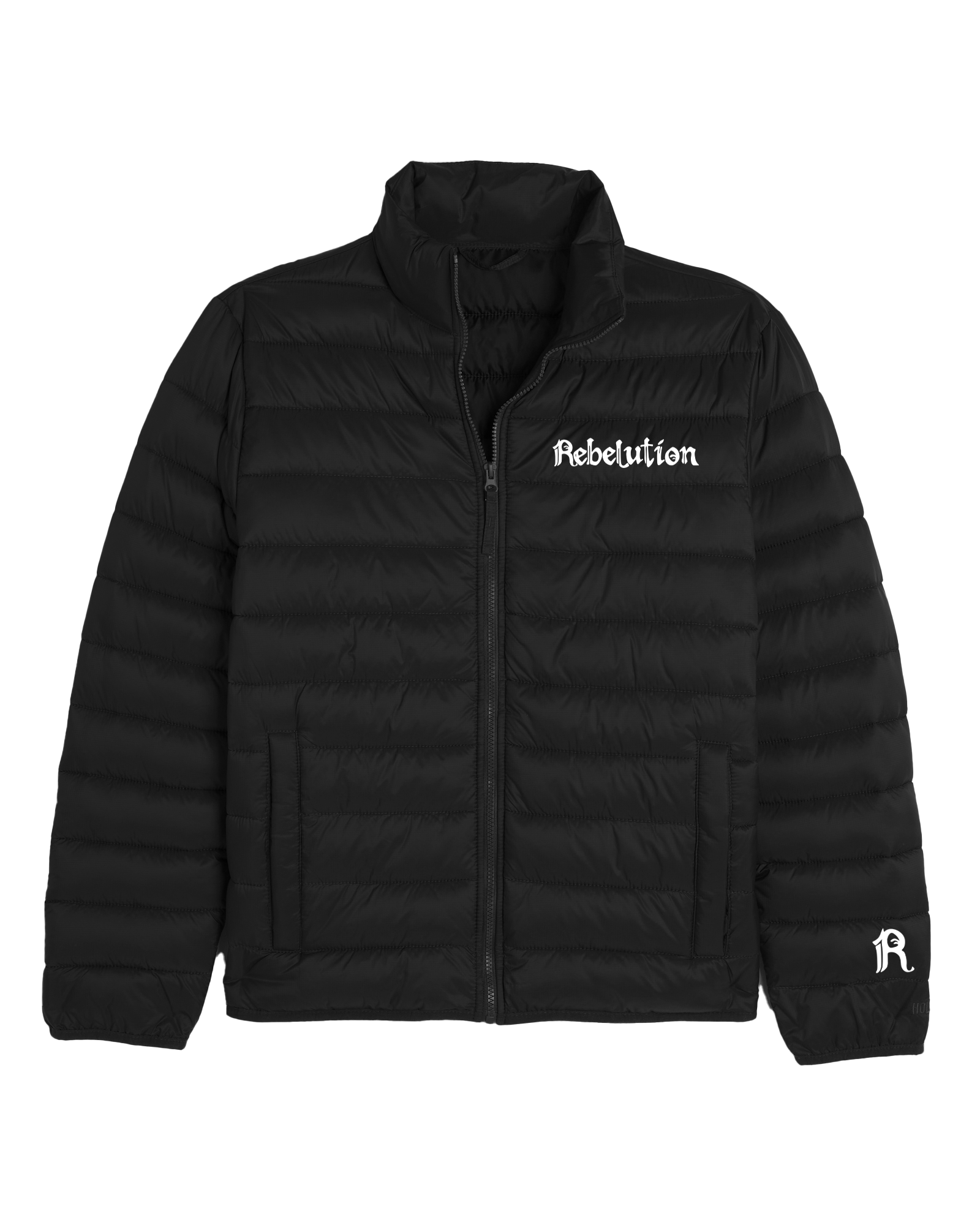Embroidered Puffer Jacket (Black)