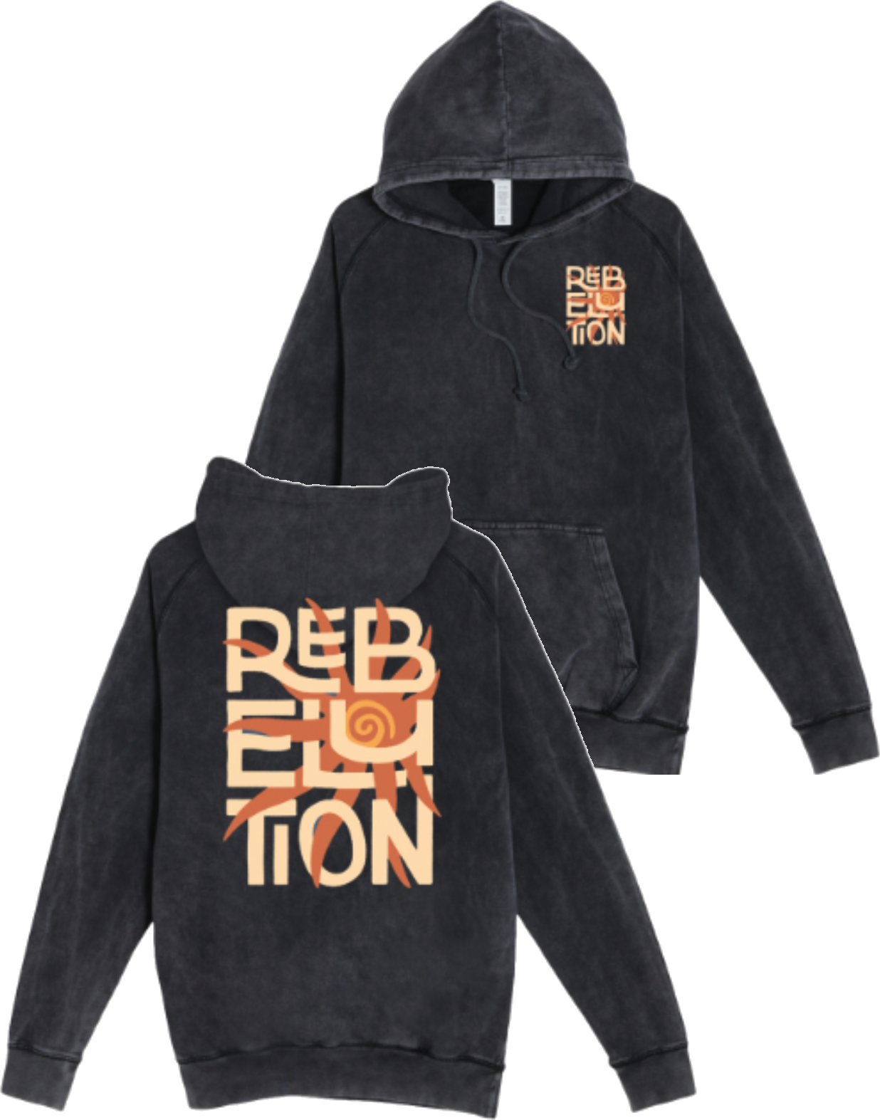 Wavy Sun Acid Wash Pullover Hoodie