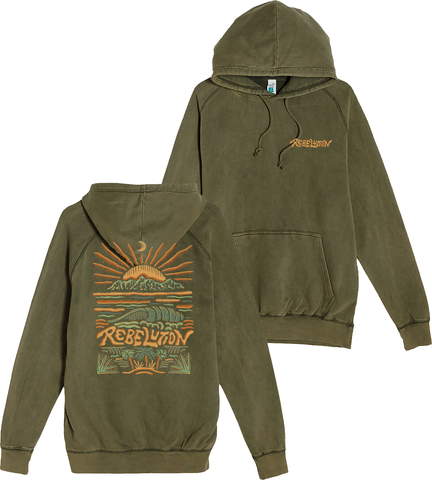 Wave Sunrise Pullover Hoodie (Vintage Olive)