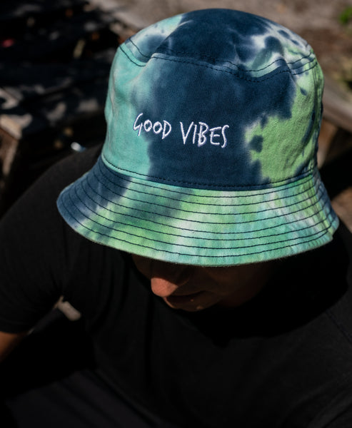 Good Vibes Dyed Bucket Hat - Ocean